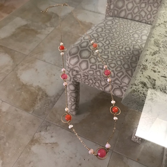 Rose Rhodochrosite and Seed Pearl Double Necklace - Picture 3 of 5